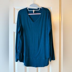 Teal V-Neck Long Sleeve Women's Top